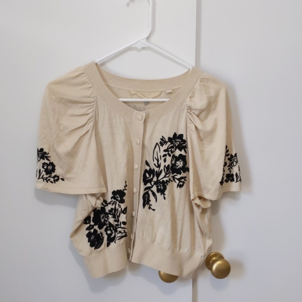 Anthropologie sweater with velvet floral detail